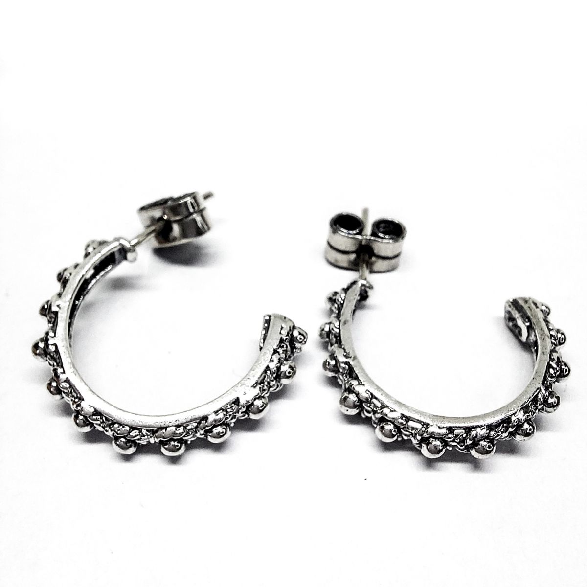 MOR JOYAS - Aro plata envejecida ley 950 argollas rusticas
