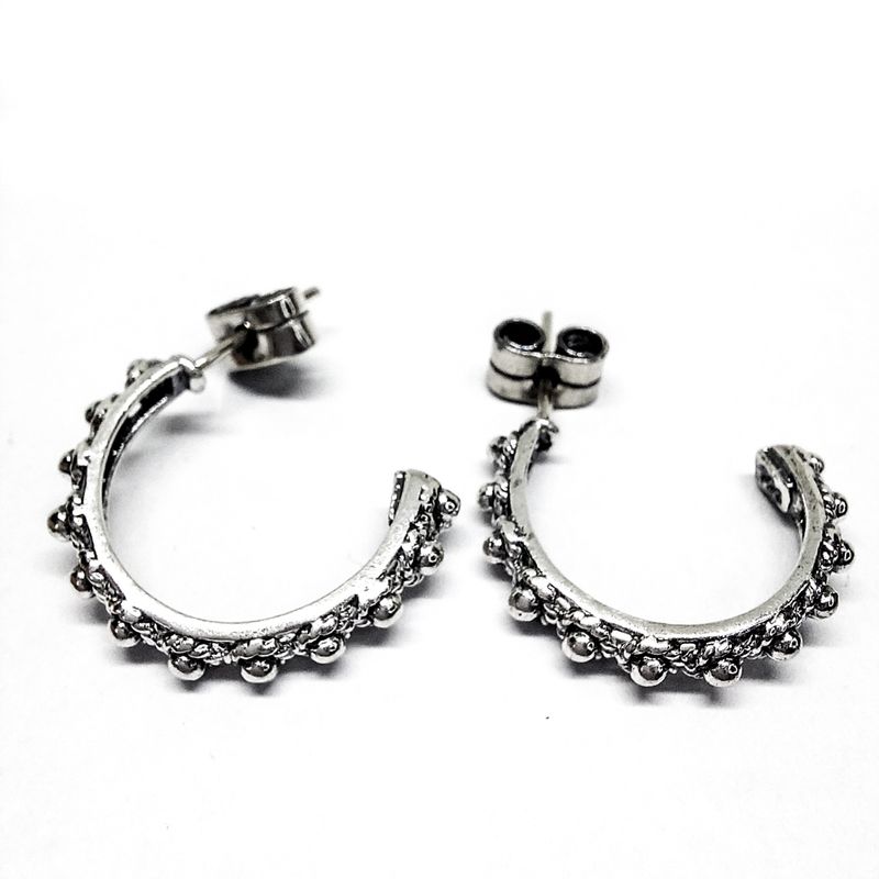 MOR JOYAS - Aro plata envejecida ley 950 argollas rusticas