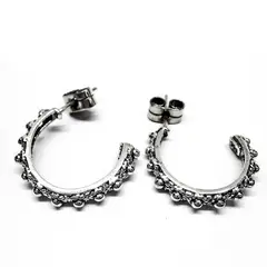 MOR JOYAS - Aro plata envejecida ley 950 argollas rusticas