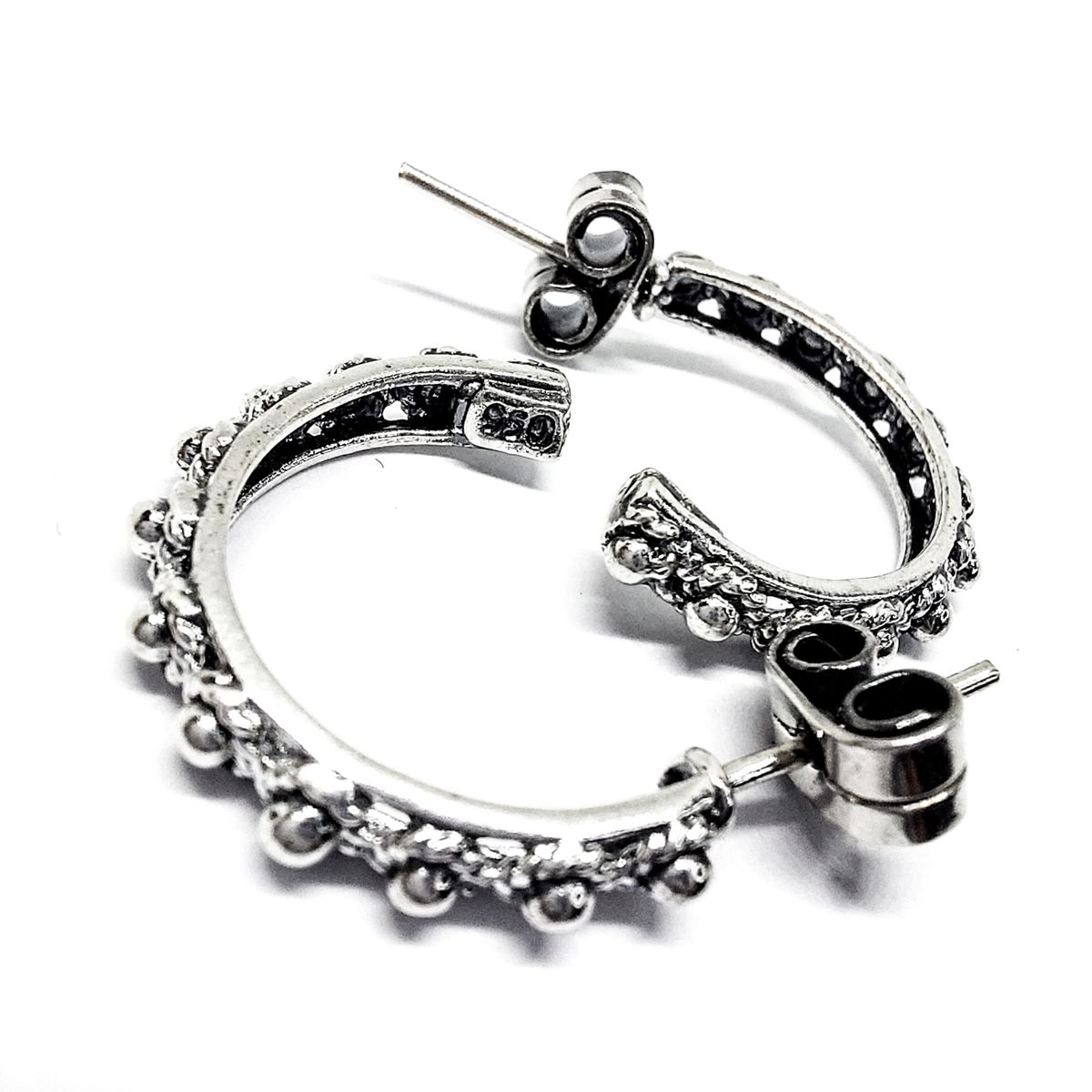 MOR JOYAS - Aro plata envejecida ley 950 argollas rusticas
