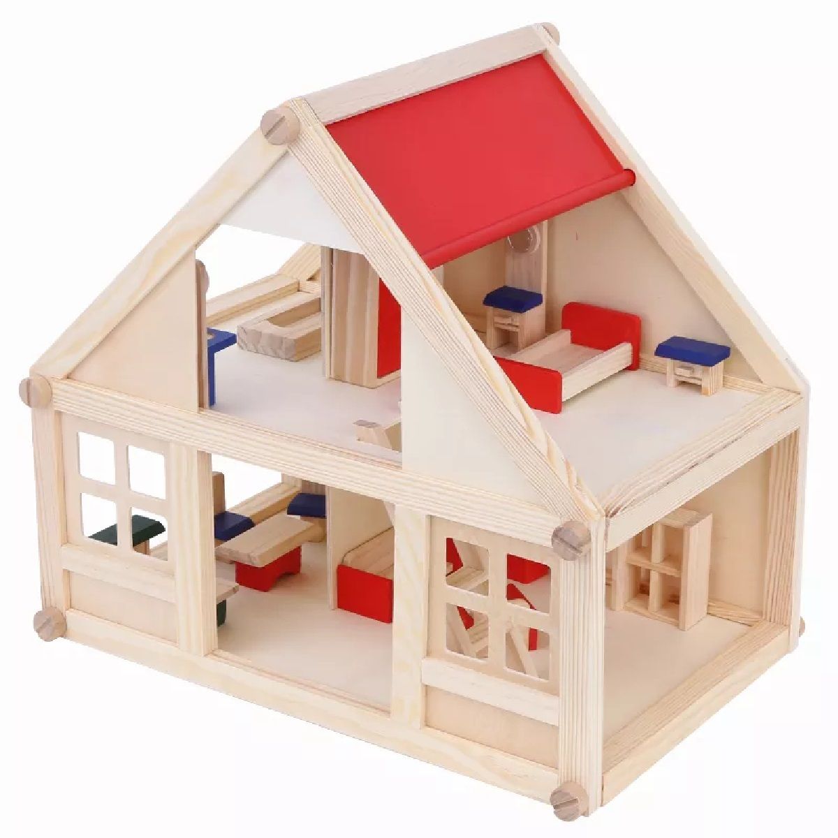 GENERICO - Casa De Muñecas De Madera Y Muebles De Juguete Armable