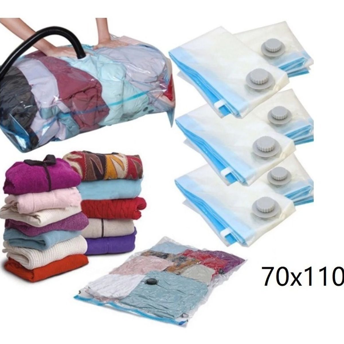 GENERICO - 10 Bolsa Al Vacio Comprimir Ropa Ahorra Espacio 70cm X 110cm