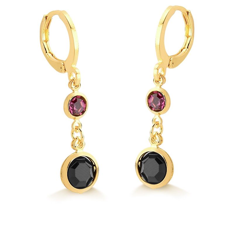 MARRO - Aros argolla cristal enchapado en oro 18 K