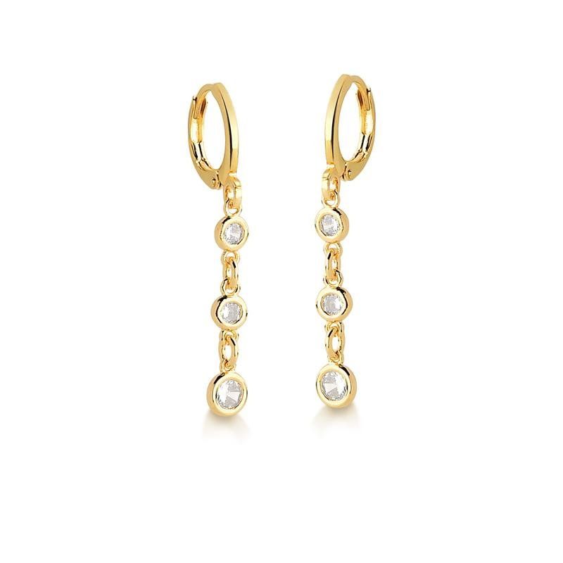 MARRO - Aros argolla cristal enchapado en oro 18 K
