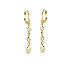 MARRO - Aros argolla cristal enchapado en oro 18 K