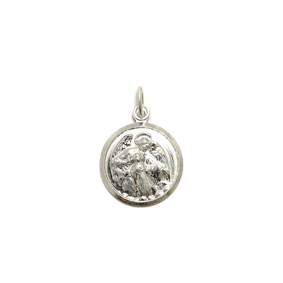 COGGIOLA - Colgante Medalla Ángel De La Sagrada Familia 17mm Plata Fina 925