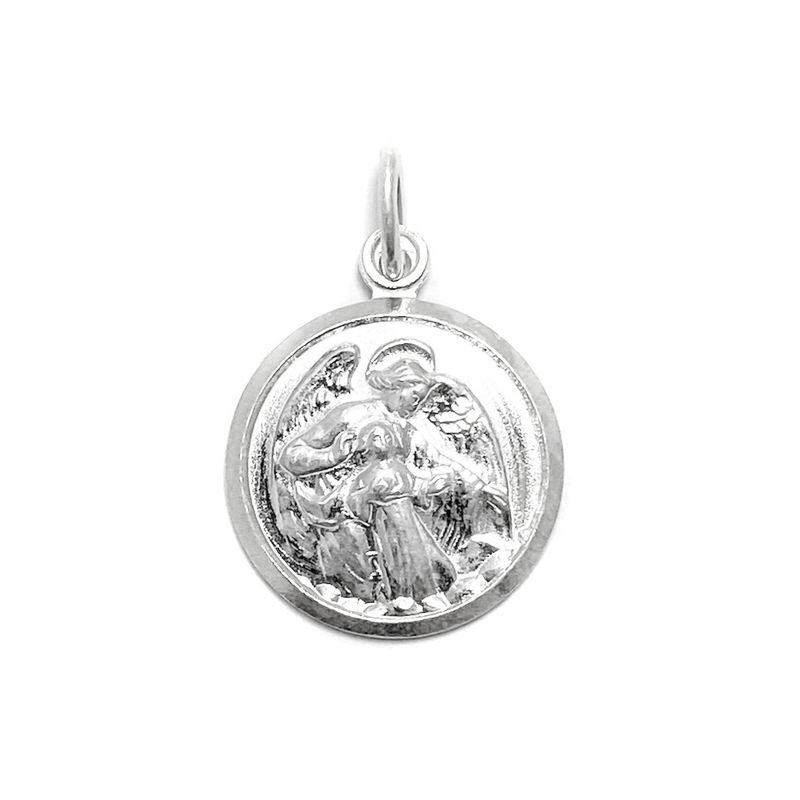 ANDREA COGGIOLA JOYAS - Colgante Medalla Ángel De La Sagrada Familia 17mm Plata Fina 925