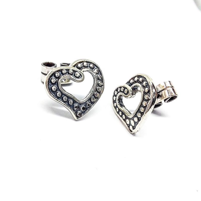 MOR JOYAS - Aro plata envejecida ley 950 corazón