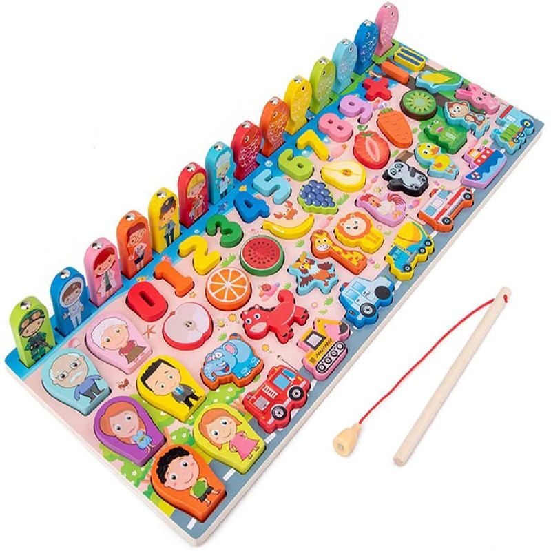 GENERICO - Rompecabezas De Madera Con Juego De Pesca Magnéticos