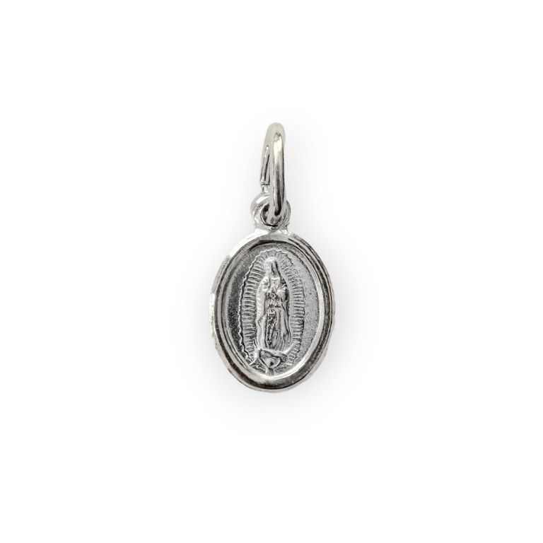 Colgante Medalla Mini Virgen De Guadalupe 7mm Plata Fina 925 Plateado TALLA UNICA