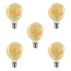 MEGABRIGHT - Pack 5 Ampolleta Globo LED E-27 Filamento 6W G95 SEC