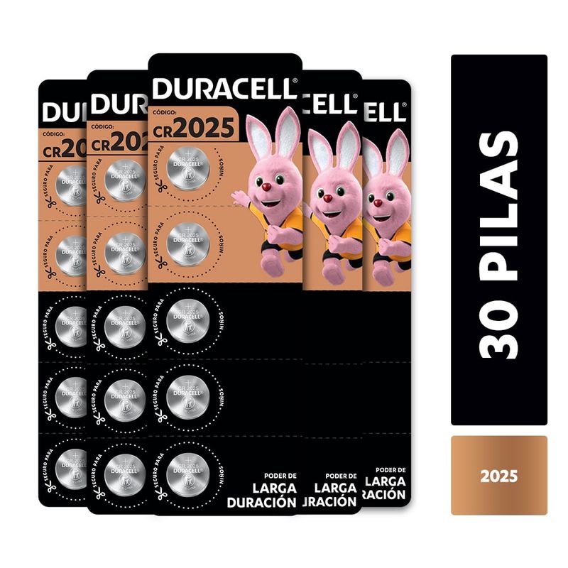 DURACELL - Pack 6 tiras Pila botón Duracell 2025 x5ud