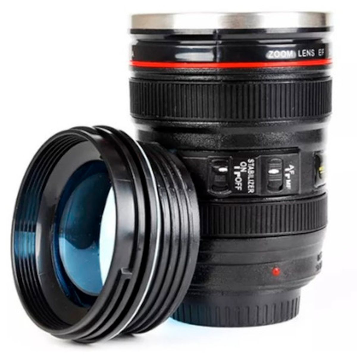 GENERICO - Tazon Taza Cafe Mug Tipo Lente Camara Fotografica Aluminio