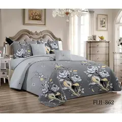GENERICO - Cobertores de Verano Quilt 2 Plaza Gris Floreado