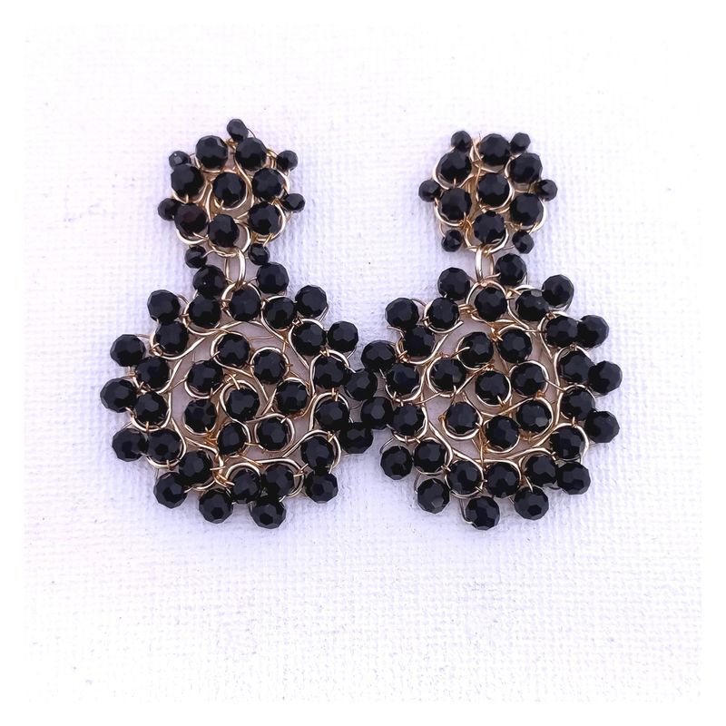 LILY JOYAS - Aros Mandala  Cristales Negros