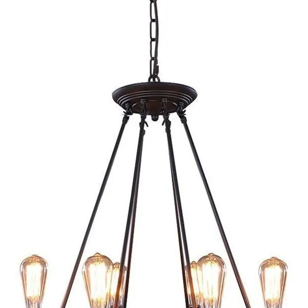 GENERICO - Lámpara Colgante Retro Rustica Hierro Cañamo 6 Ampolletas