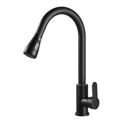 DETODOYMAS - Llave Monomando Lavaplatos Profesional Extraíble Negra