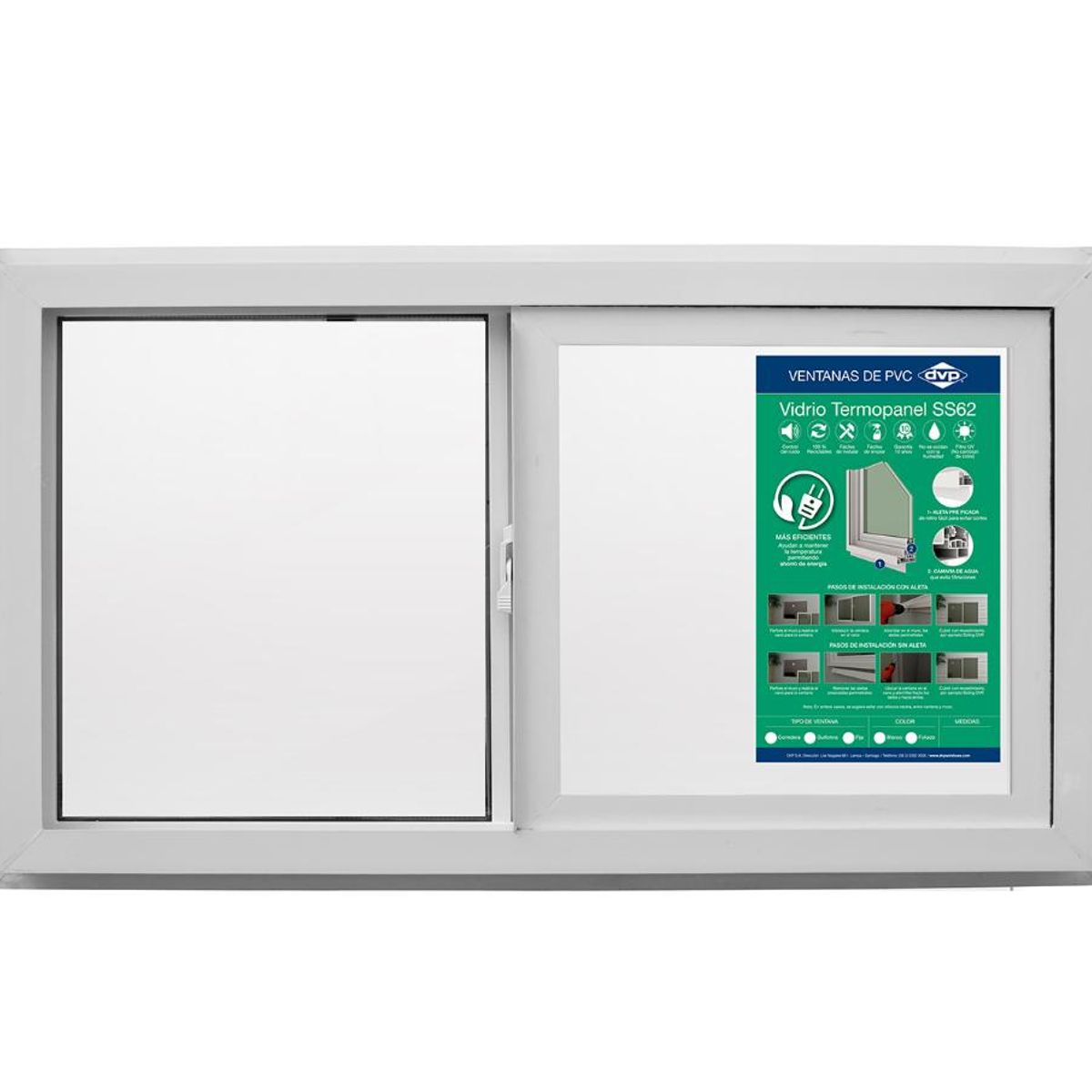 DVP - Ventana Termopanel Pvc Corredera Blanca 91x50cm Dvp