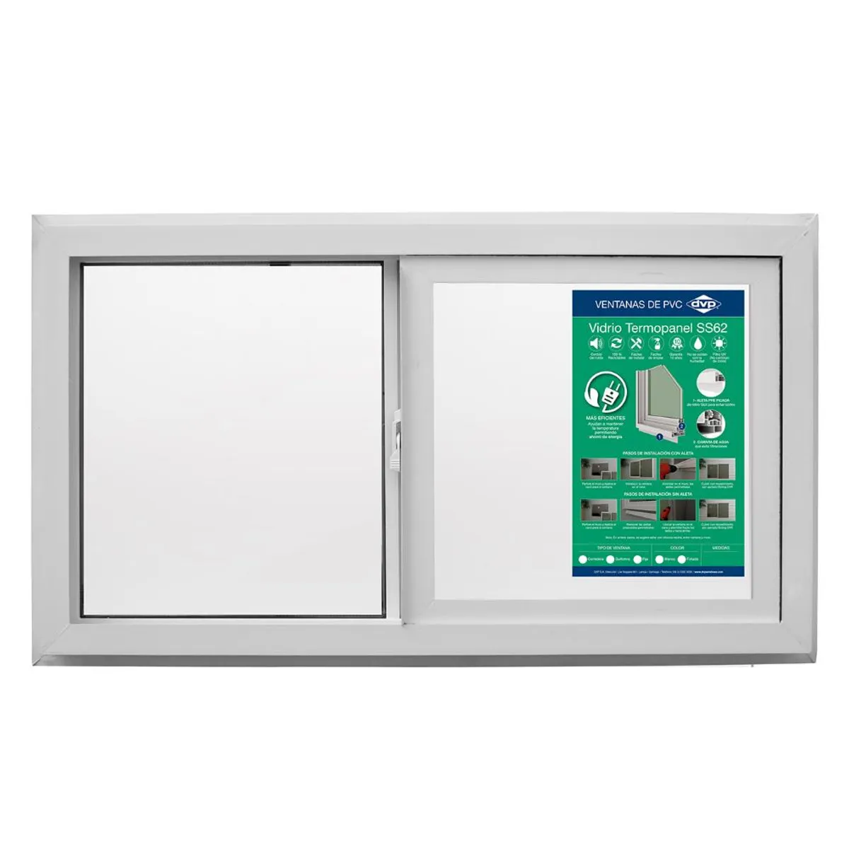 DVP - Ventana Termopanel Pvc Corredera Blanca 91x50cm Dvp