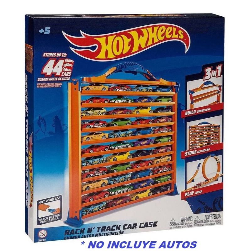 HOT WHEELS - CAJA GUARDA AUTOS Y PISTA HOT WHEELS 3 EN 1