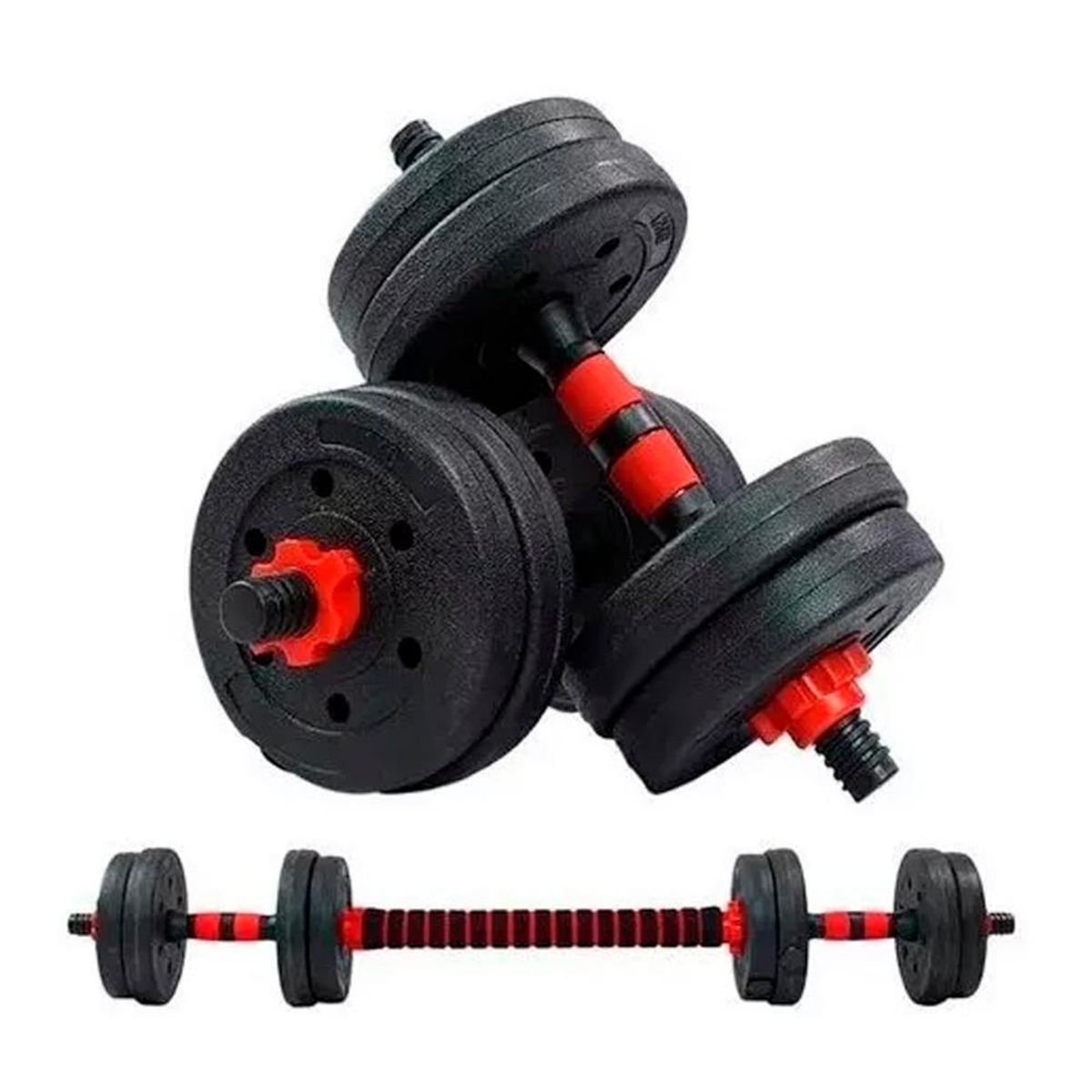 DETODOYMAS - Set De Mancuernas 15 Kg Barra Armable Ajustable DETODOYMAS