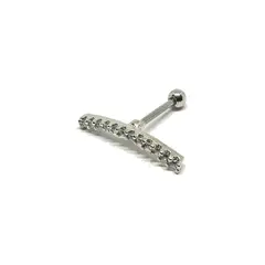 GENERICO - Aros Mujer Piercing palo curvo circón Acero Philippa Joyas