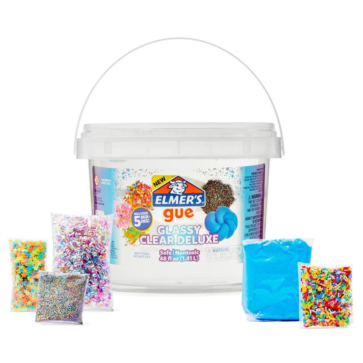 ELMERS - Balde de Slime Transparente con 5 Complementos para Combinar