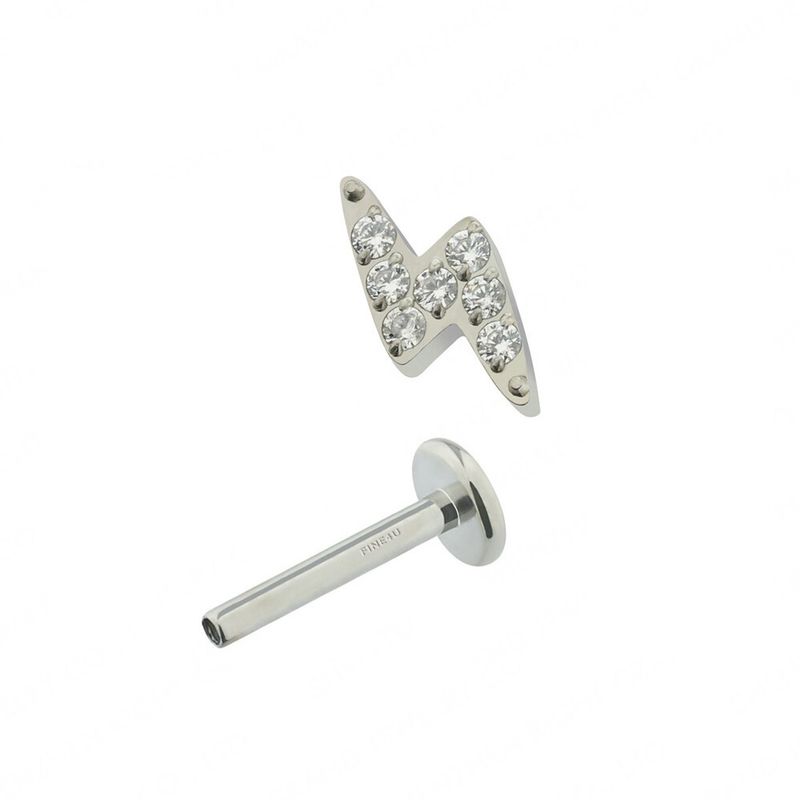 GENERICO - Aros Mujer Piercing Labret rayo circón titanio Plateado Philippa Joyas
