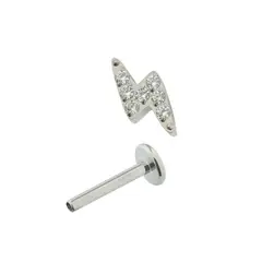 GENERICO - Aros Mujer Piercing Labret rayo circón titanio Plateado Philippa Joyas