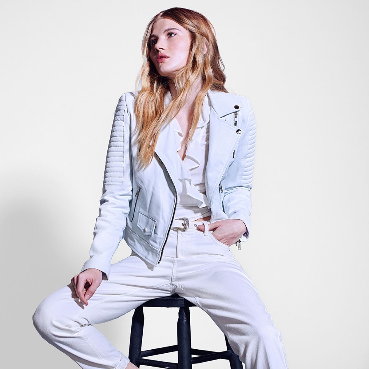 AMEN LEATHER - Chaqueta de Cuero Mila Blanca Amen