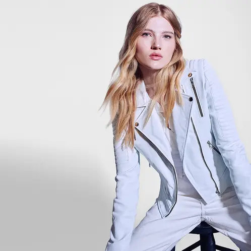 AMEN LEATHER - Chaqueta de Cuero Mila Blanca Amen