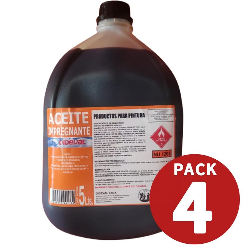 GENERICO - Aceite Impregnante.5 Lts. Protección Madera. Pack 4 Unidades