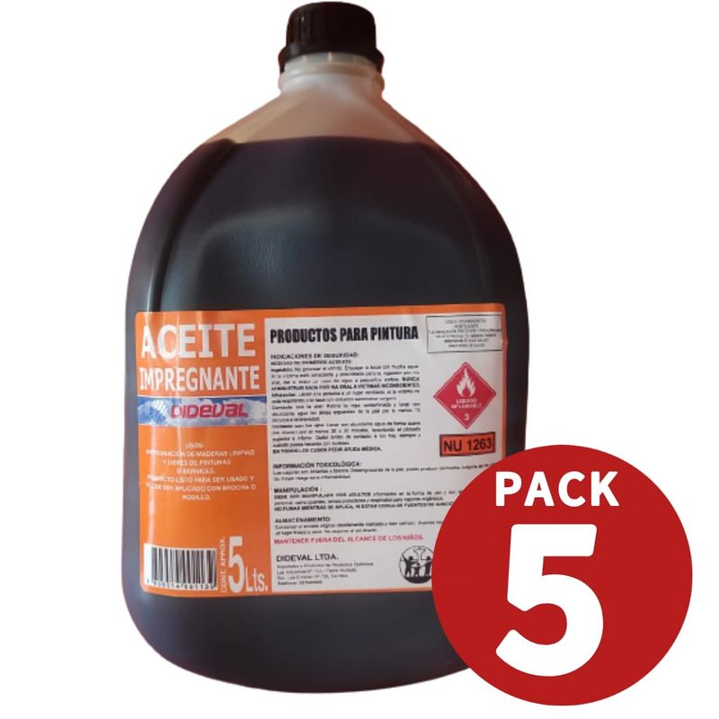 GENERICO - Aceite Impregnante.5 Lts. Protección Madera. Pack 5 Unidades