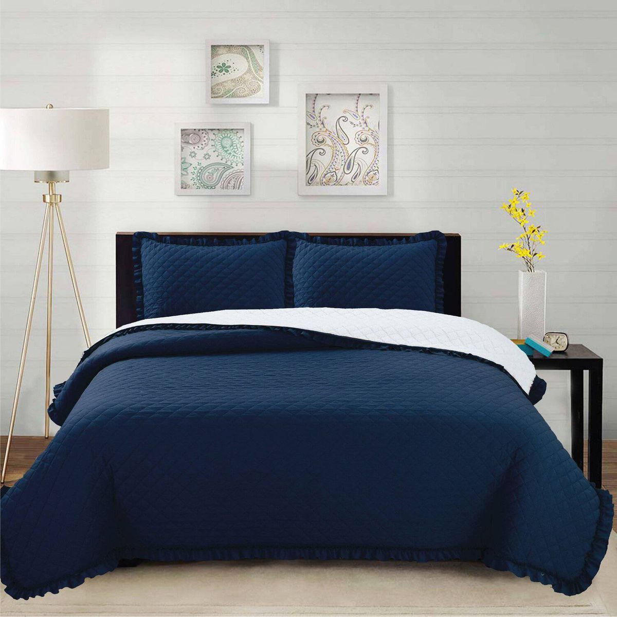 CHANTILLY - Cubrecama prewash bordado sherpa