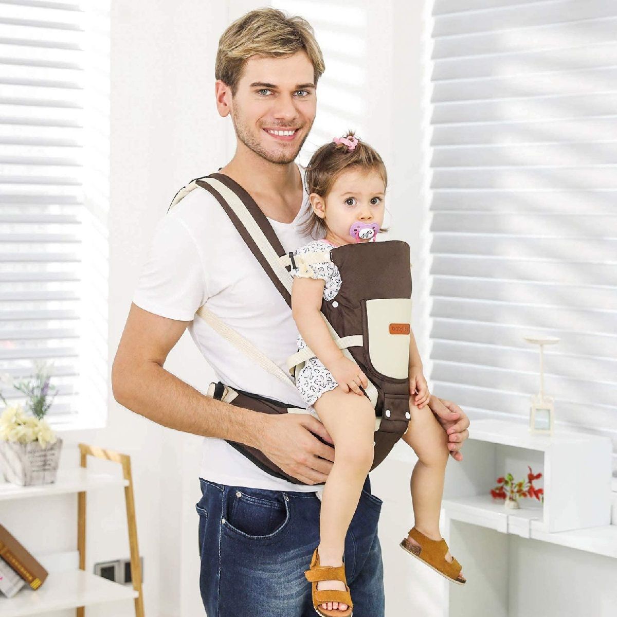 GENERICO - Portabebé 3 En 1 Ajustable Asiento Removible Bebe Cafe