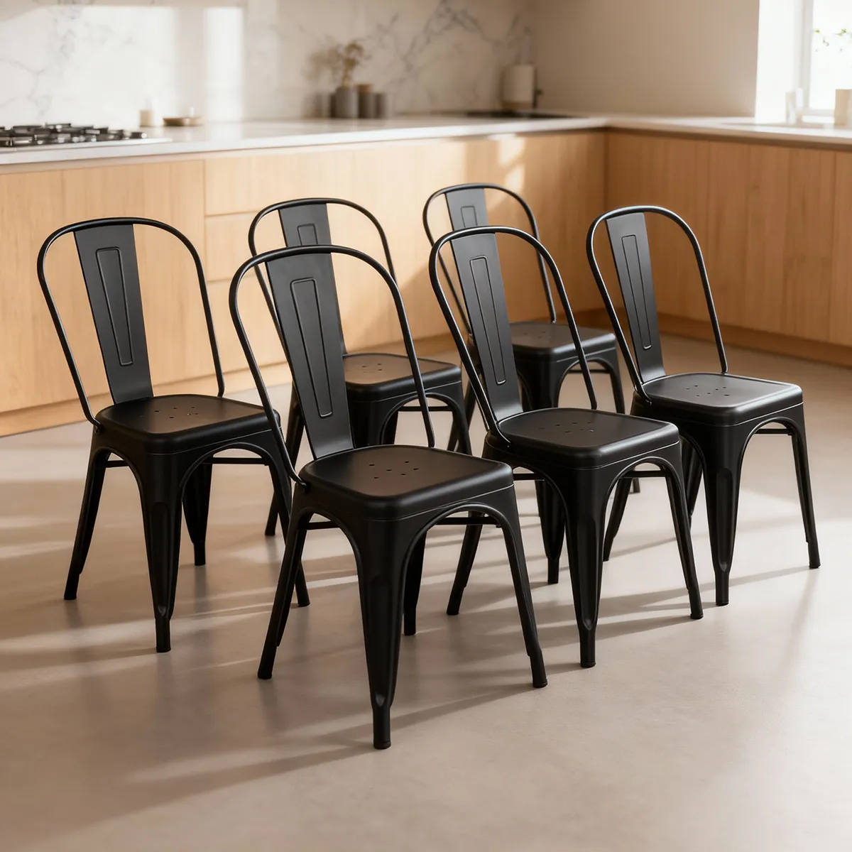 VENHOOUSE - Pack 6 Sillas De Comedor Tolix De metal