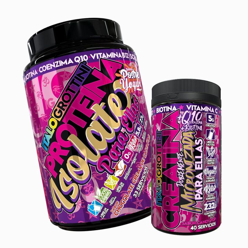 ITALO GROTTINI - PROTEINA ISOLATE CASTAÑA PACK CREATINA PARA ELLAS ITALO GROTTINI