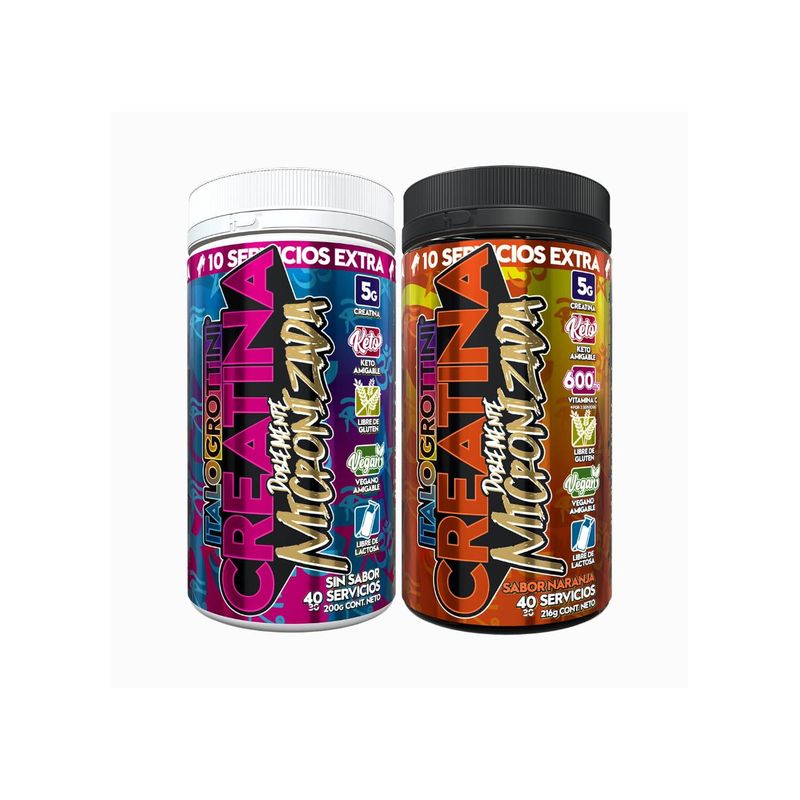 ITALO GROTTINI - CREATINA NARANJA PACK CREATINA SIN SABOR 40SV - ITALO GROTTINI