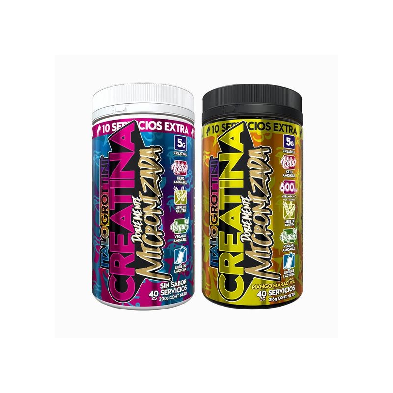 ITALO GROTTINI - CREATINA MANGO MARACUYA PACK CREATINA SIN SABOR 40sv - ITALO GROTTINI