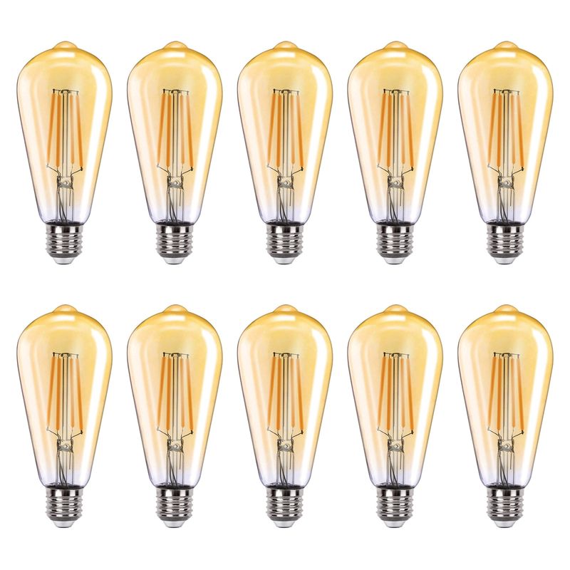 WANT - Pack 10 Ampolletas LED E-27 Filamento 8W ST64 SEC