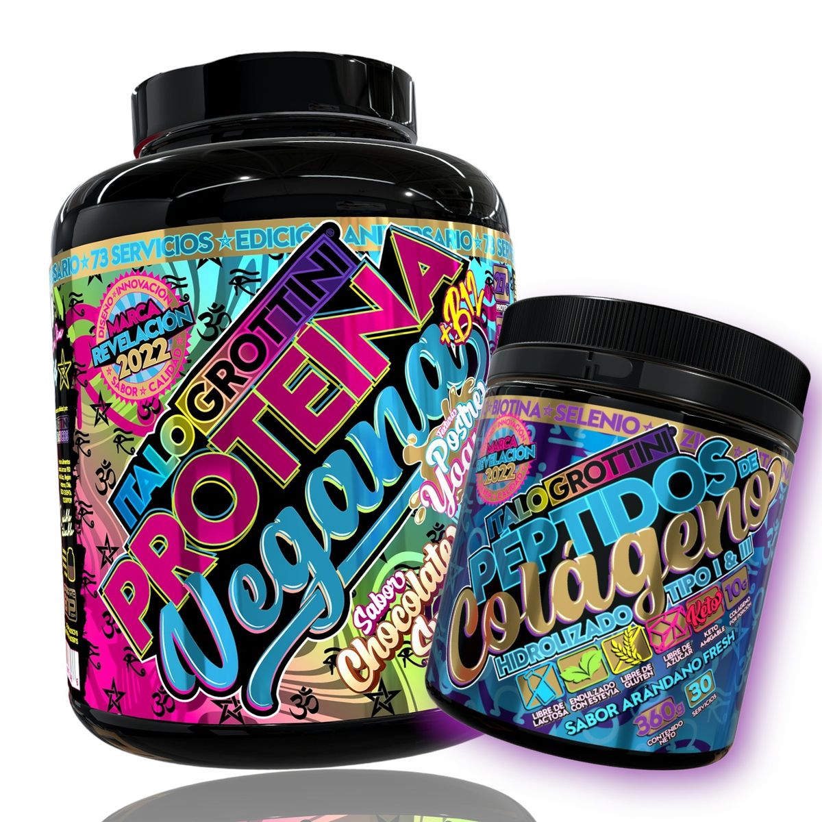 ITALO GROTTINI - PROTEÍNA VEGANA 5LB CHOCOLATE SUSPIRO  MÁS  PEPTIDOS COLAGENOS