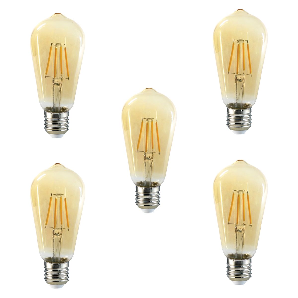 MEGABRIGHT - Pack 5 Ampolletas LED E-27 Filamento 6W ST58 SEC