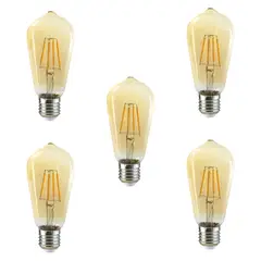 MEGABRIGHT - Pack 5 Ampolletas LED E-27 Filamento 6W ST58 SEC