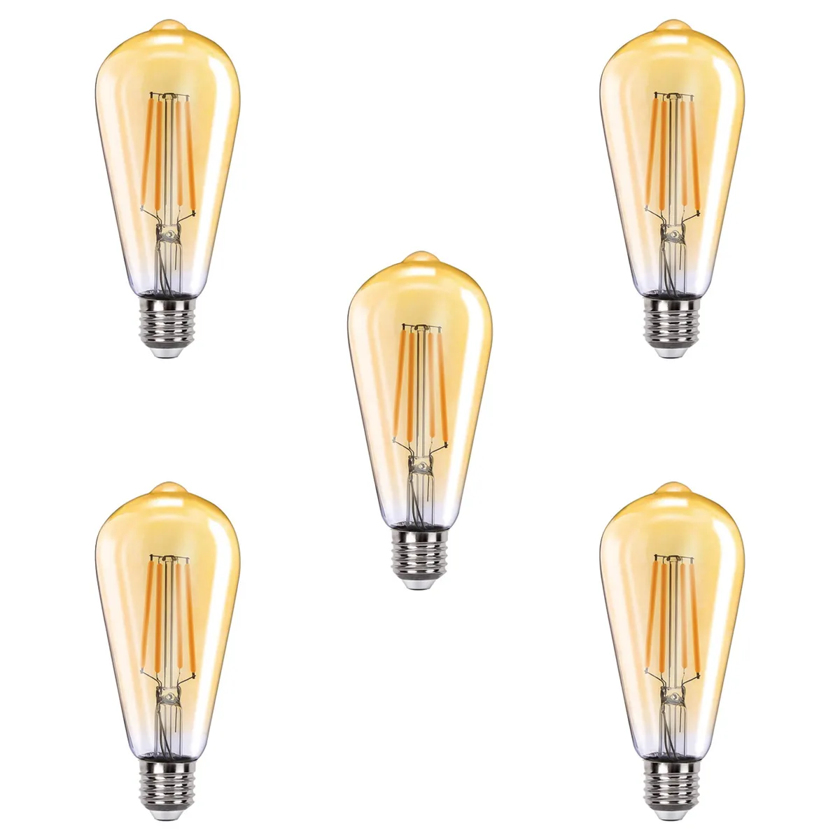 WANT - Pack 5 Ampolletas LED E-27 Filamento 8W ST64 SEC