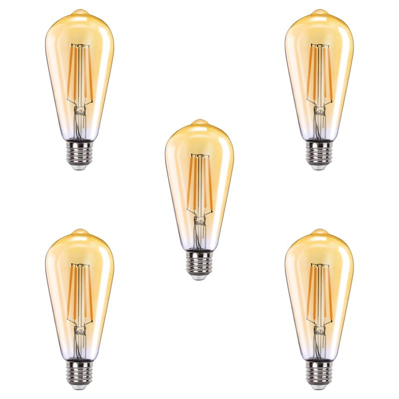 WANT - Pack 5 Ampolletas LED E-27 Filamento 8W ST64 SEC