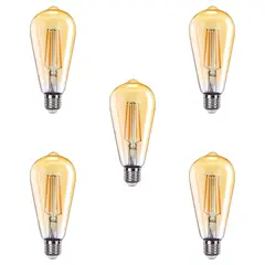 WANT - Pack 5 Ampolletas LED E-27 Filamento 8W ST64 SEC