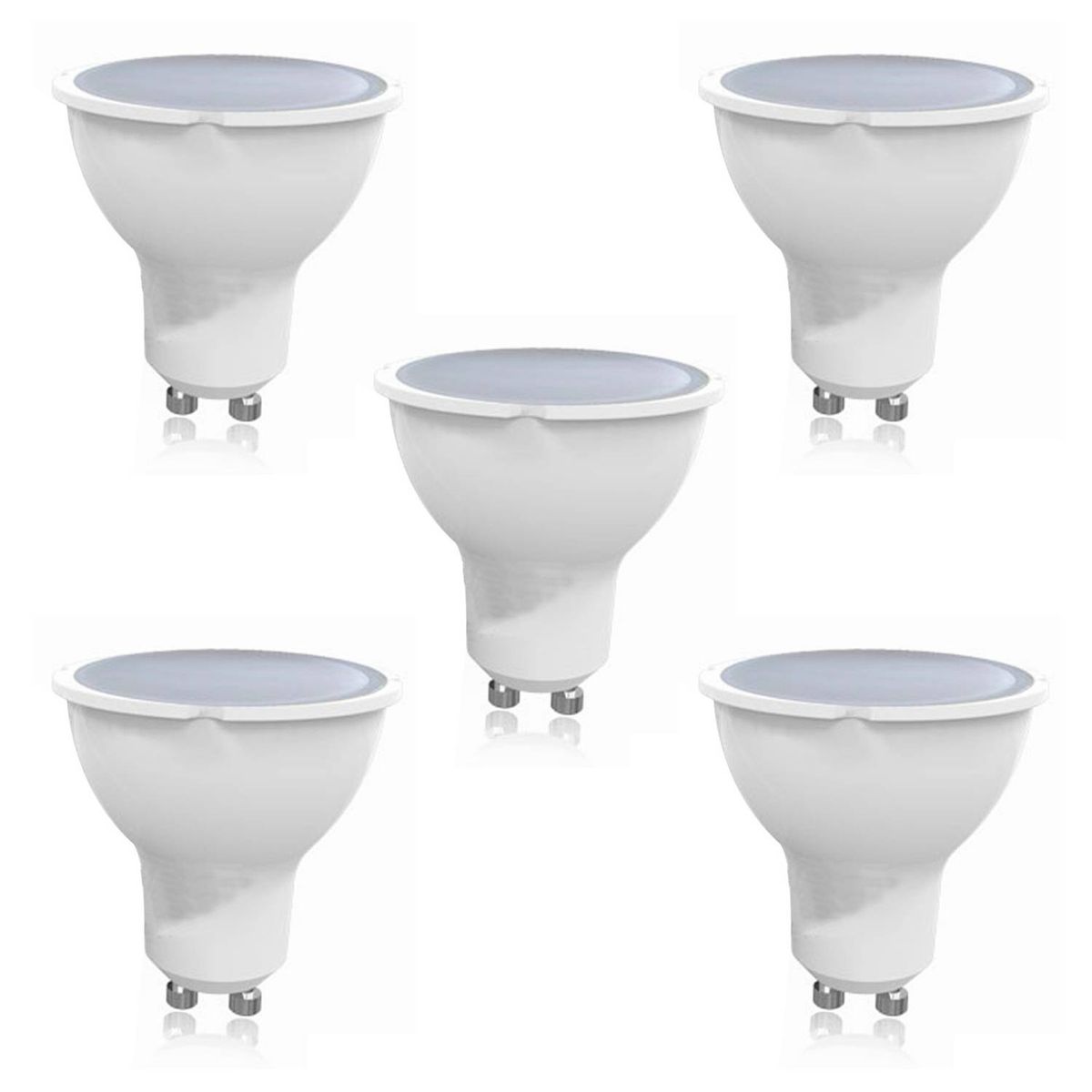 WANT - Pack 5 Ampolleta LED GU-10 5W Ángulo 100° Luz Fría