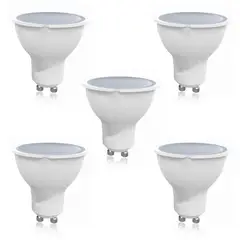 WANT - Pack 5 Ampolletas LED GU-10 7W Ángulo 100° Luz Cálida
