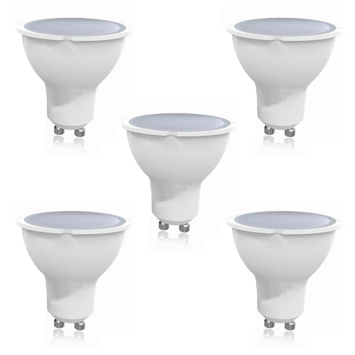 WANT - Pack 5 Ampolletas LED GU-10 7W Ángulo 100° Luz Fría