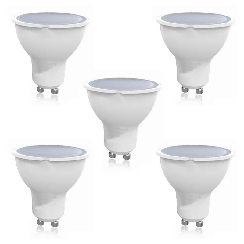 WANT - Pack 5 Ampolletas LED GU-10 7W Ángulo 100° Luz Fría